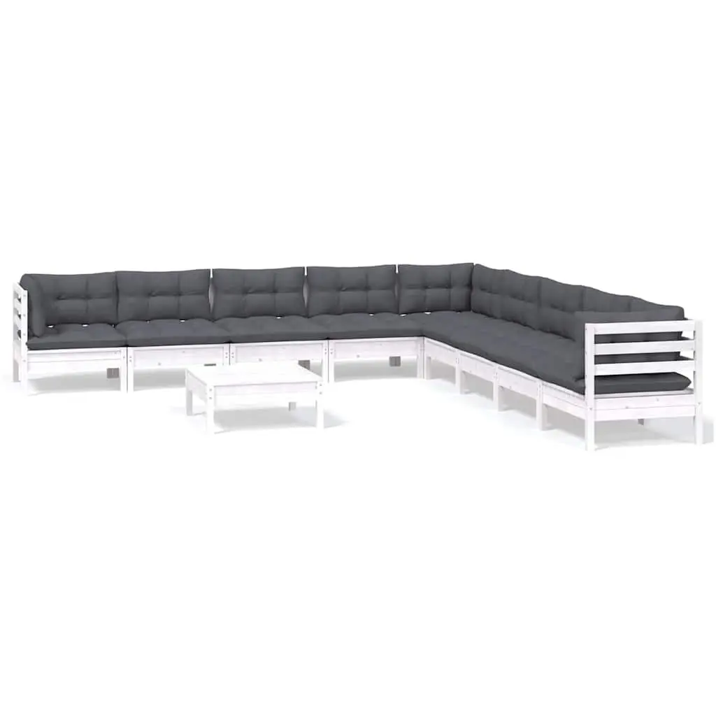 Garden Lounge Set Outdoor Patio Furniture 10 Piece White