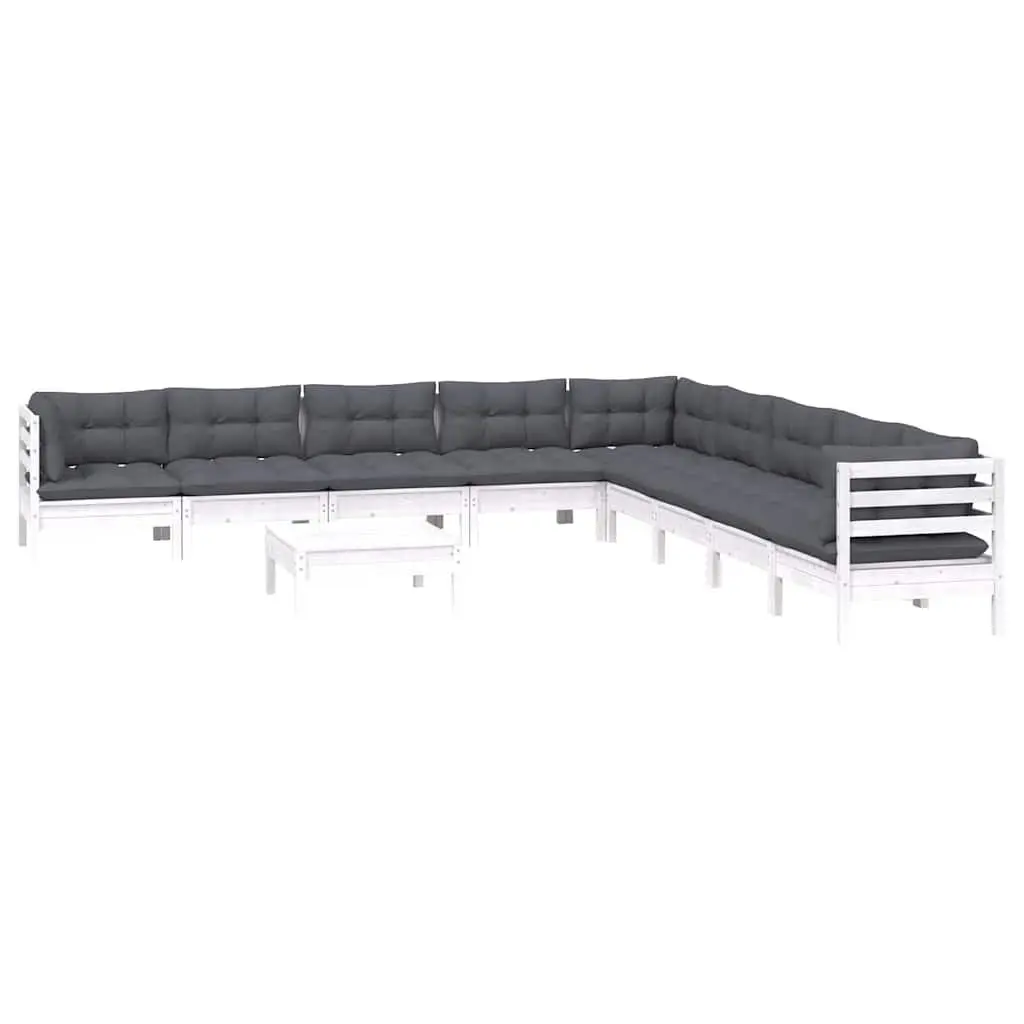 Garden Lounge Set Outdoor Patio Furniture 10 Piece White