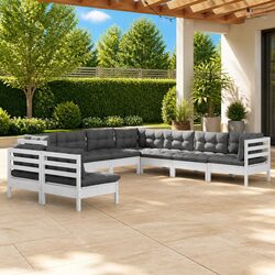 9-Piece Garden Lounge Set: Solid Pinewood and Cushions