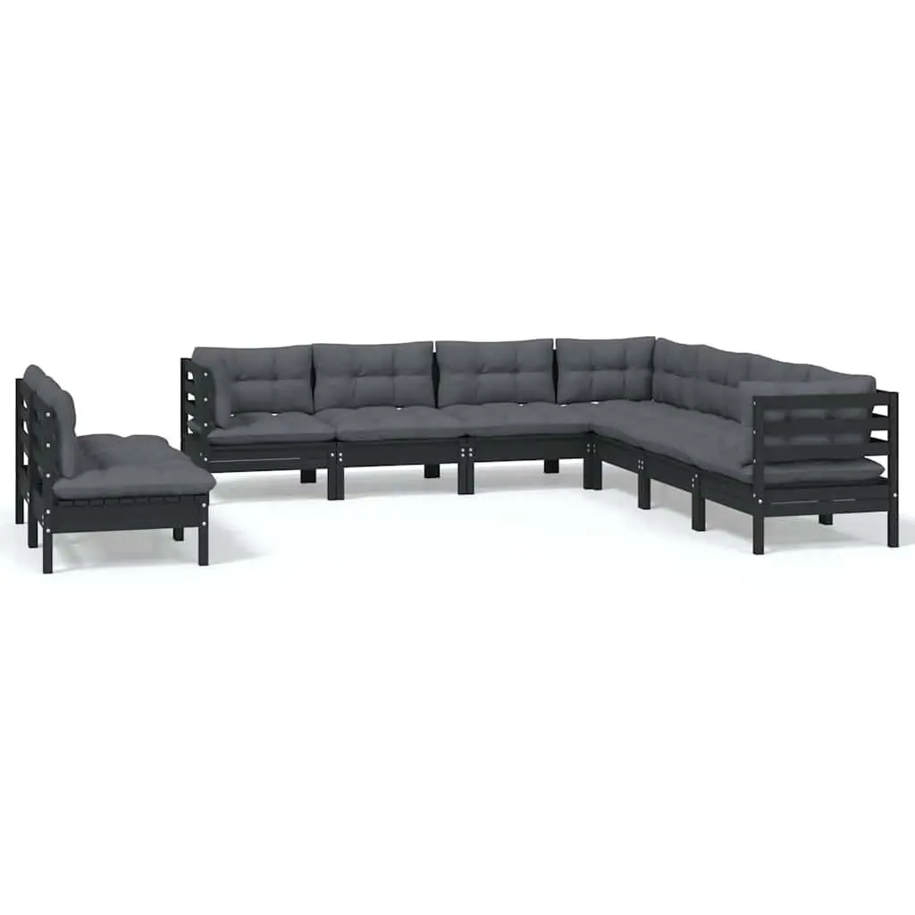 Garden Lounge Set 9 Piece Outdoor Patio Furniture Modular Black