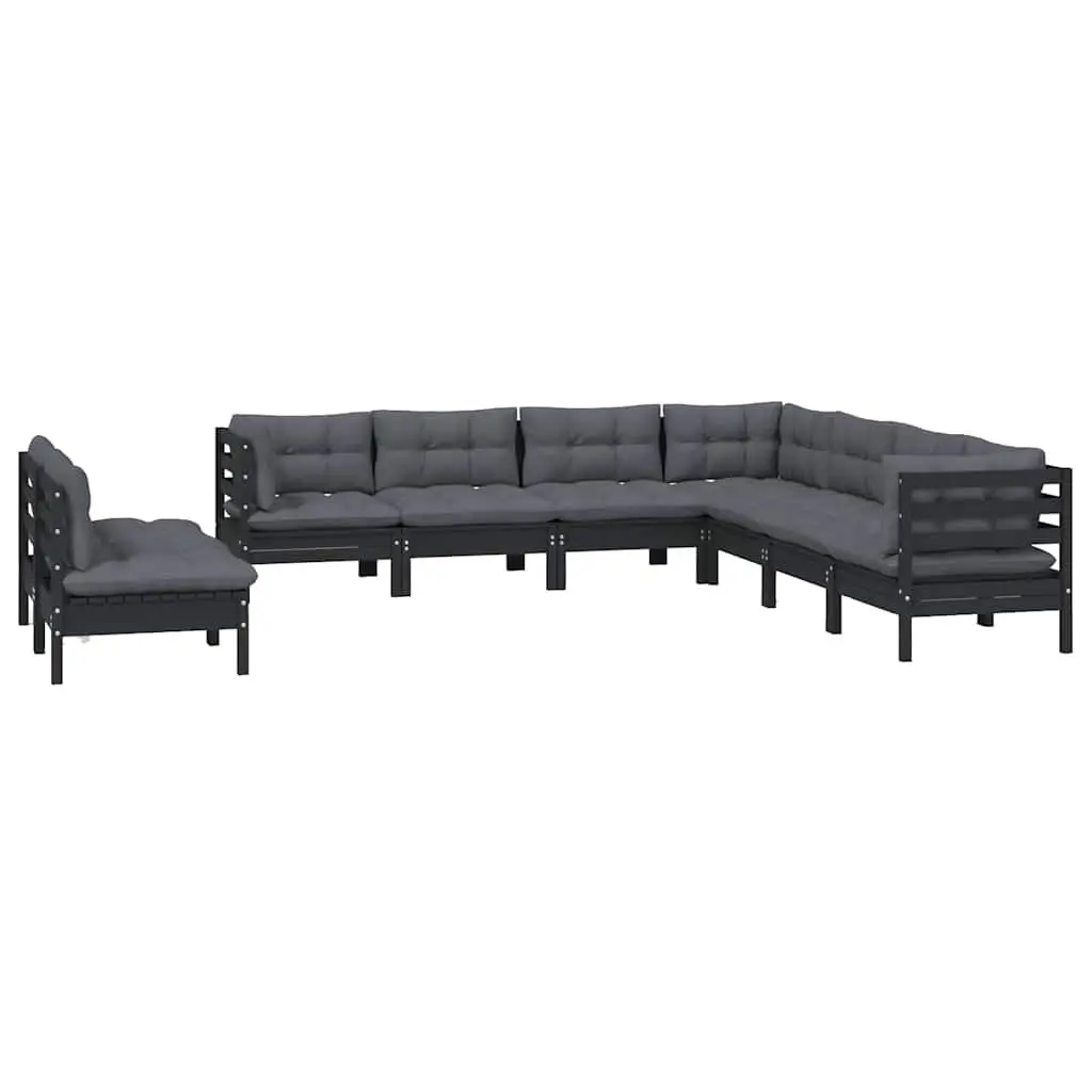 Garden Lounge Set 9 Piece Outdoor Patio Furniture Modular Black