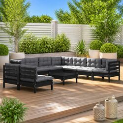 Specifications of 10 Piece Black Garden Lounge Set