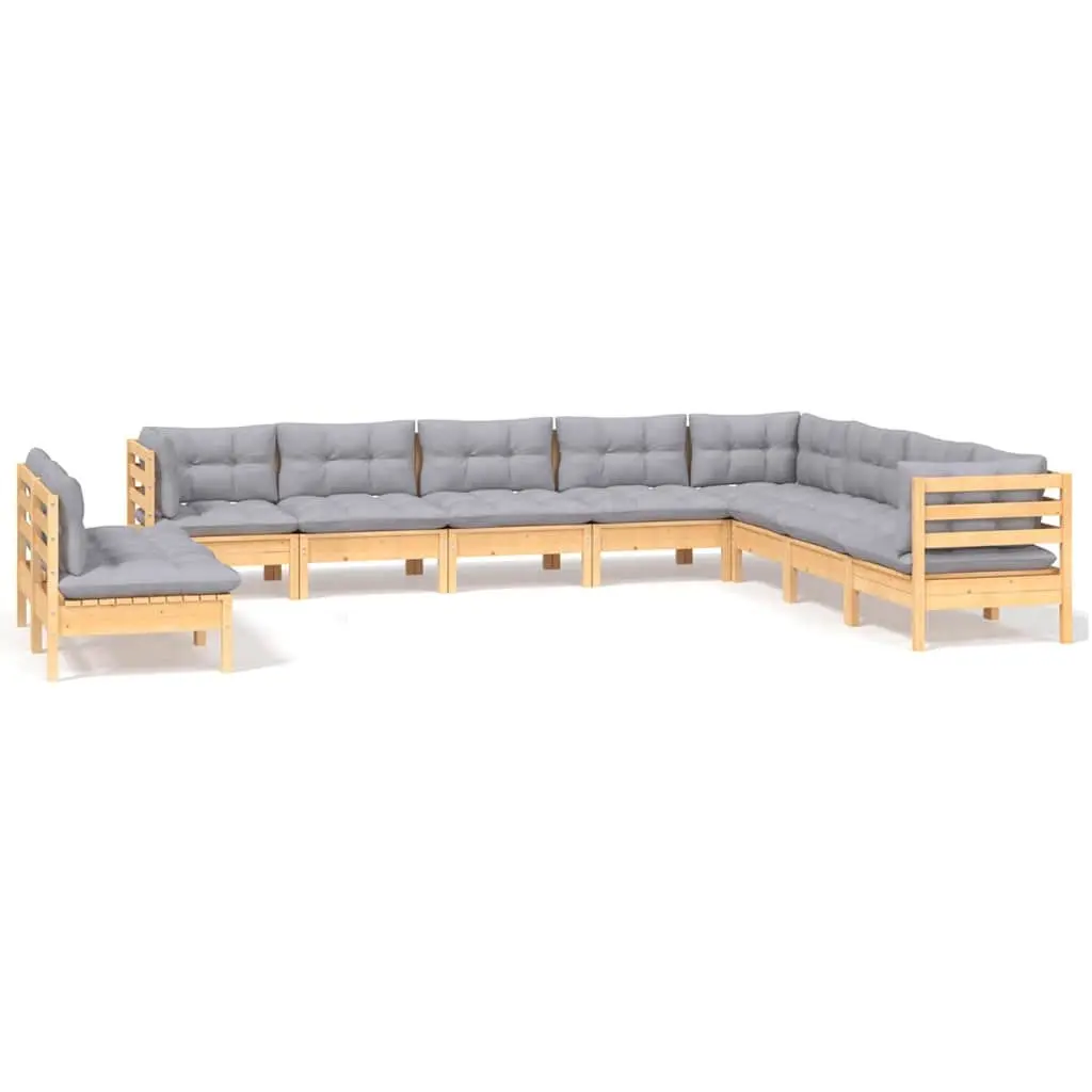 Garden Lounge Set Outdoor Patio Furniture 10 Piece Modular Grey Cushions