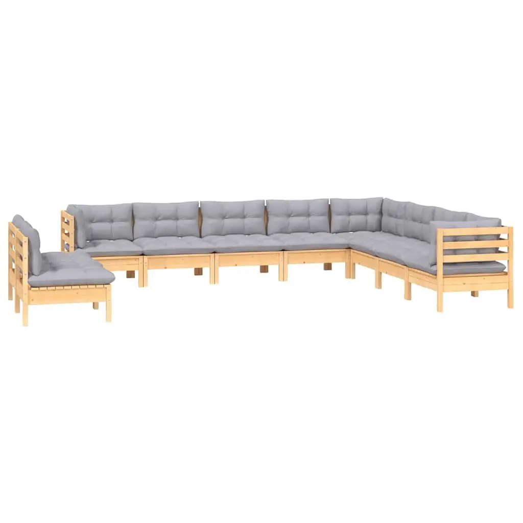 Garden Lounge Set Outdoor Patio Furniture 10 Piece Modular Grey Cushions