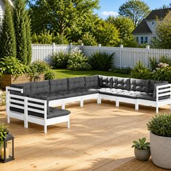 10 Piece Modular Garden Lounge Set in White