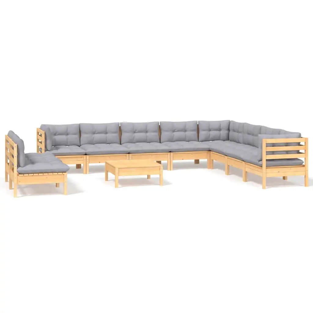 Garden Lounge Set Outdoor Patio Furniture 11 Piece Modular Grey Cushions