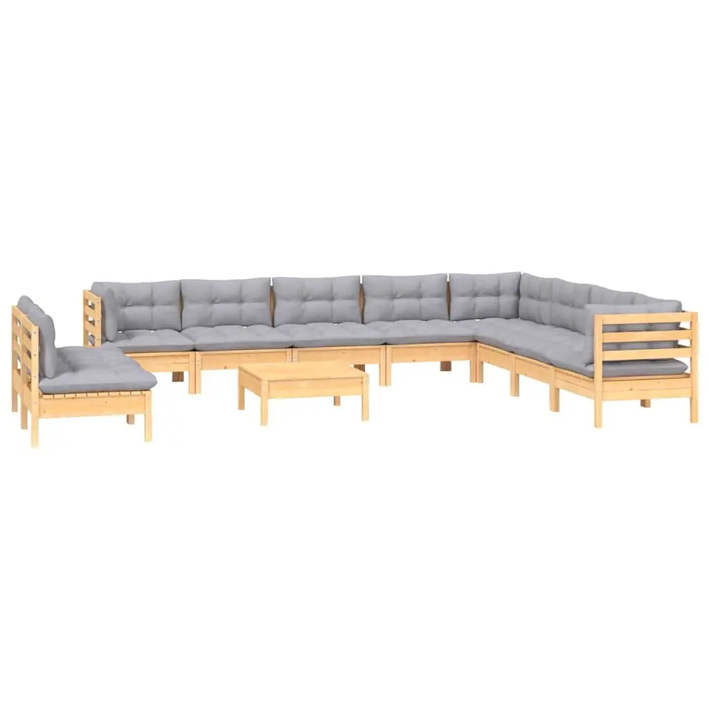 Garden Lounge Set Outdoor Patio Furniture 11 Piece Modular Grey Cushions