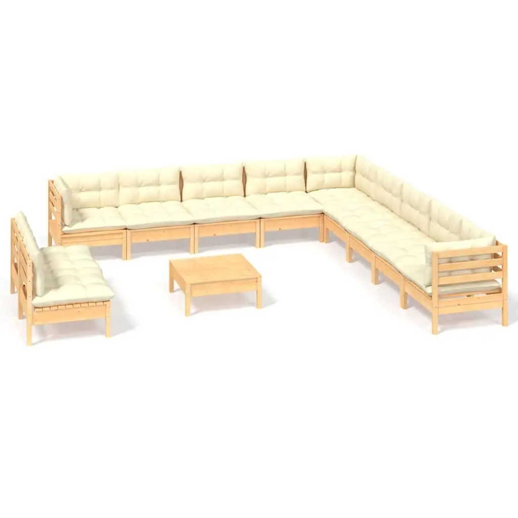 Garden Lounge Set Outdoor Furniture Modular Seating 12 Piece Cream