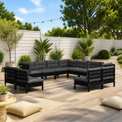 11-Piece Garden Lounge Set: Solid Pinewood and Cushions