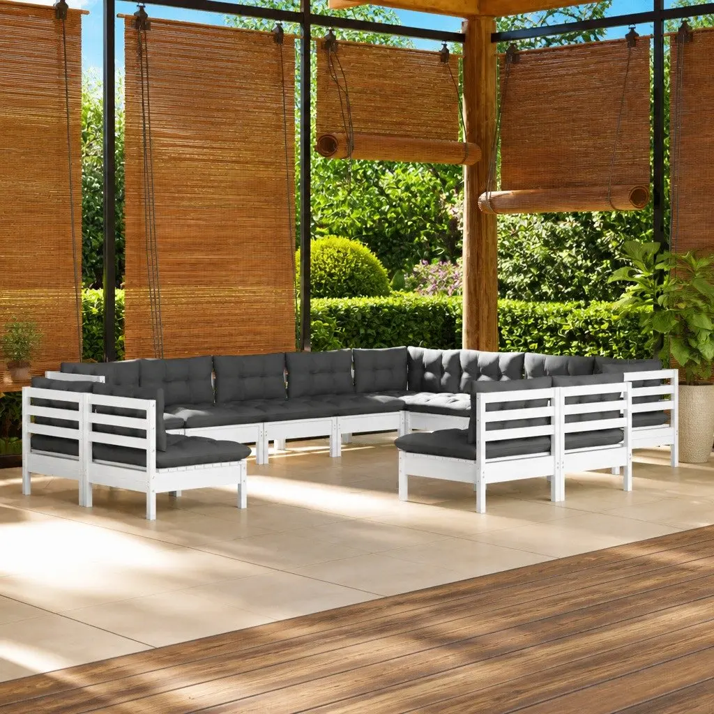 Garden Lounge Set Outdoor Patio Furniture 12 Piece White Modular Sectional