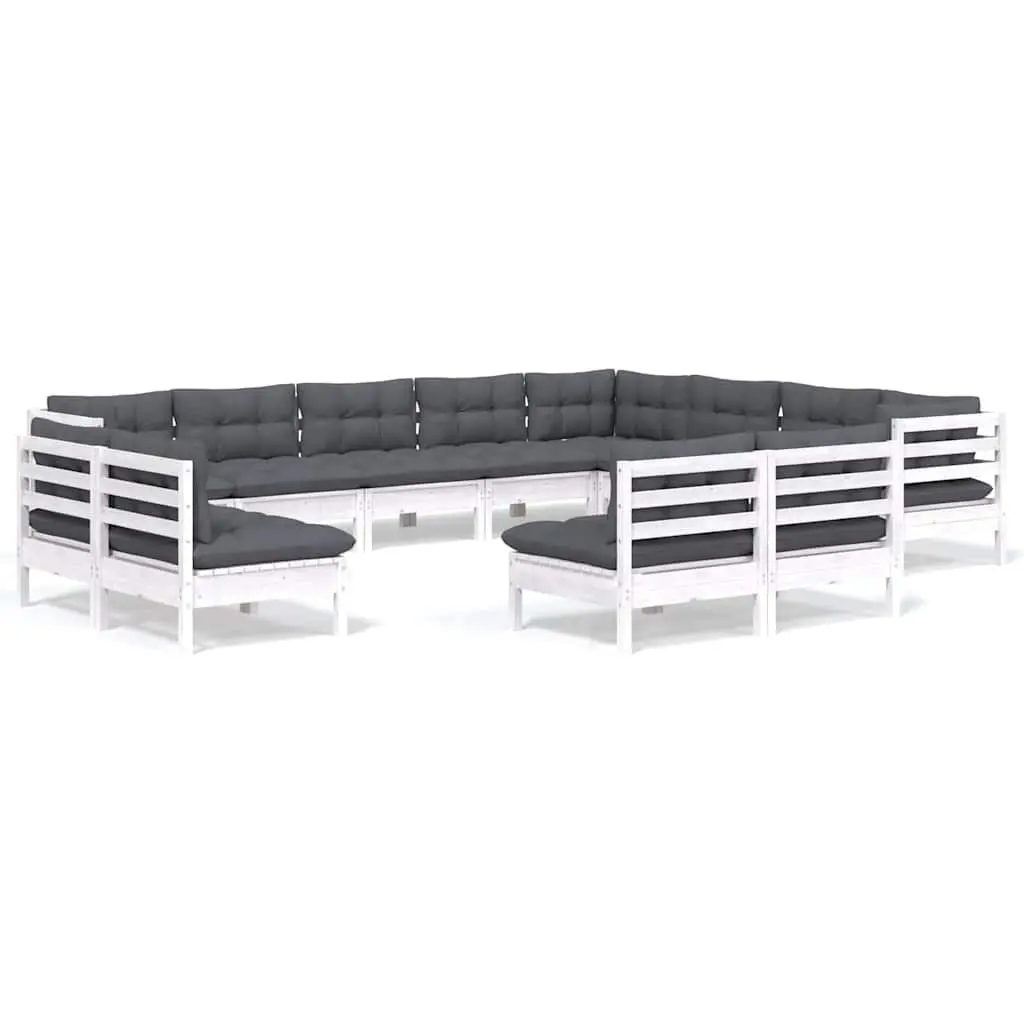 Garden Lounge Set Outdoor Patio Furniture 12 Piece White Modular Sectional