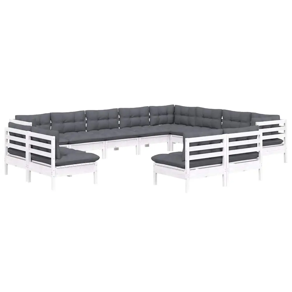 Garden Lounge Set Outdoor Patio Furniture 12 Piece White Modular Sectional