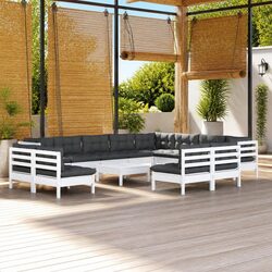 Garden Lounge Set 13 Piece Outdoor Patio Furniture White with Cushions Modular