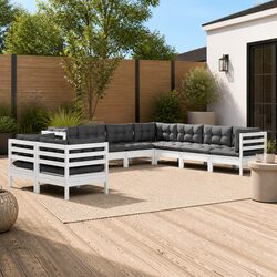 Specifications of 9-Piece Garden Lounge Set in White Pinewood