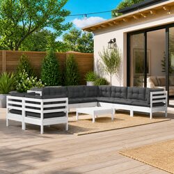 White Modular Outdoor Lounge Set - 10 Pieces & Cushions Included