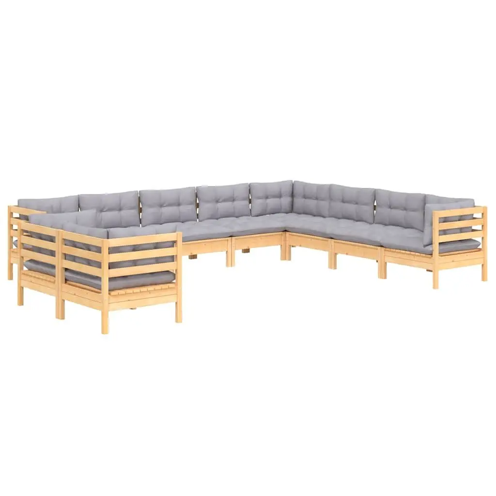 Garden Lounge Set Outdoor Furniture Patio Seating 10 Piece Grey Cushions