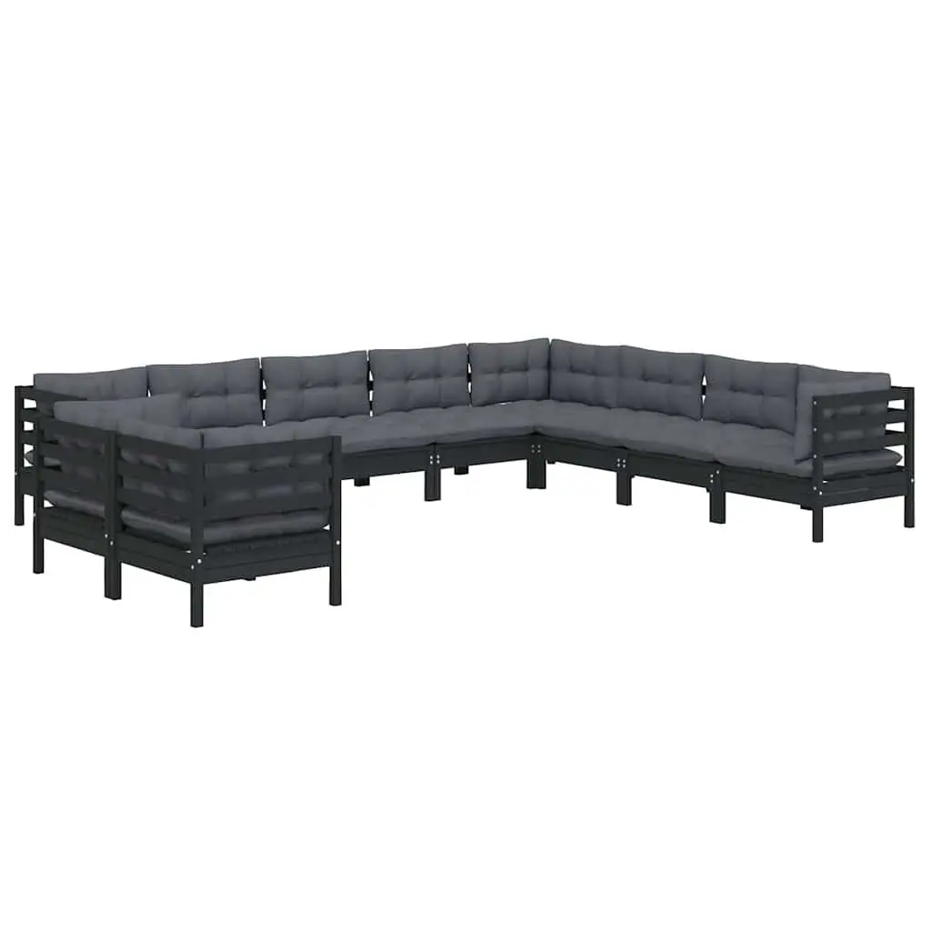 Garden Lounge Set 10 Piece Outdoor Patio Furniture Black Modular