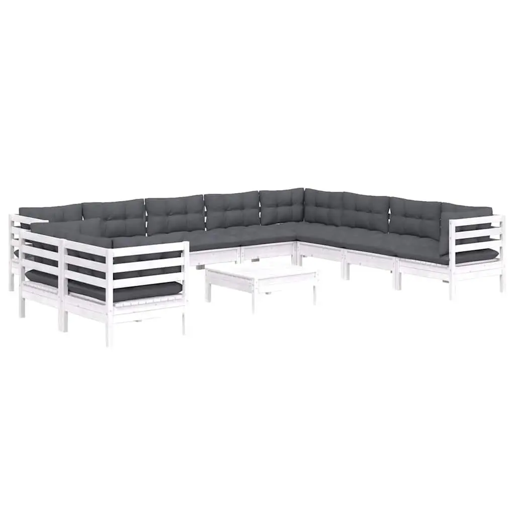 11-Piece White Pinewood Lounge Set
