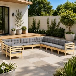 11 Piece Garden Lounge Set - Dimensions & Features Listed