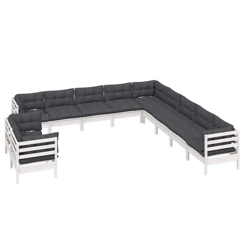 Garden Lounge Set 11 Piece Outdoor Patio Furniture Solid Pinewood with Cushions