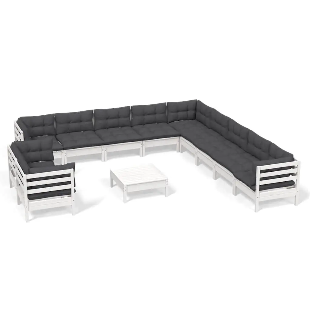 Modular Outdoor Furniture Garden Lounge Set 12 Piece with Cushions White
