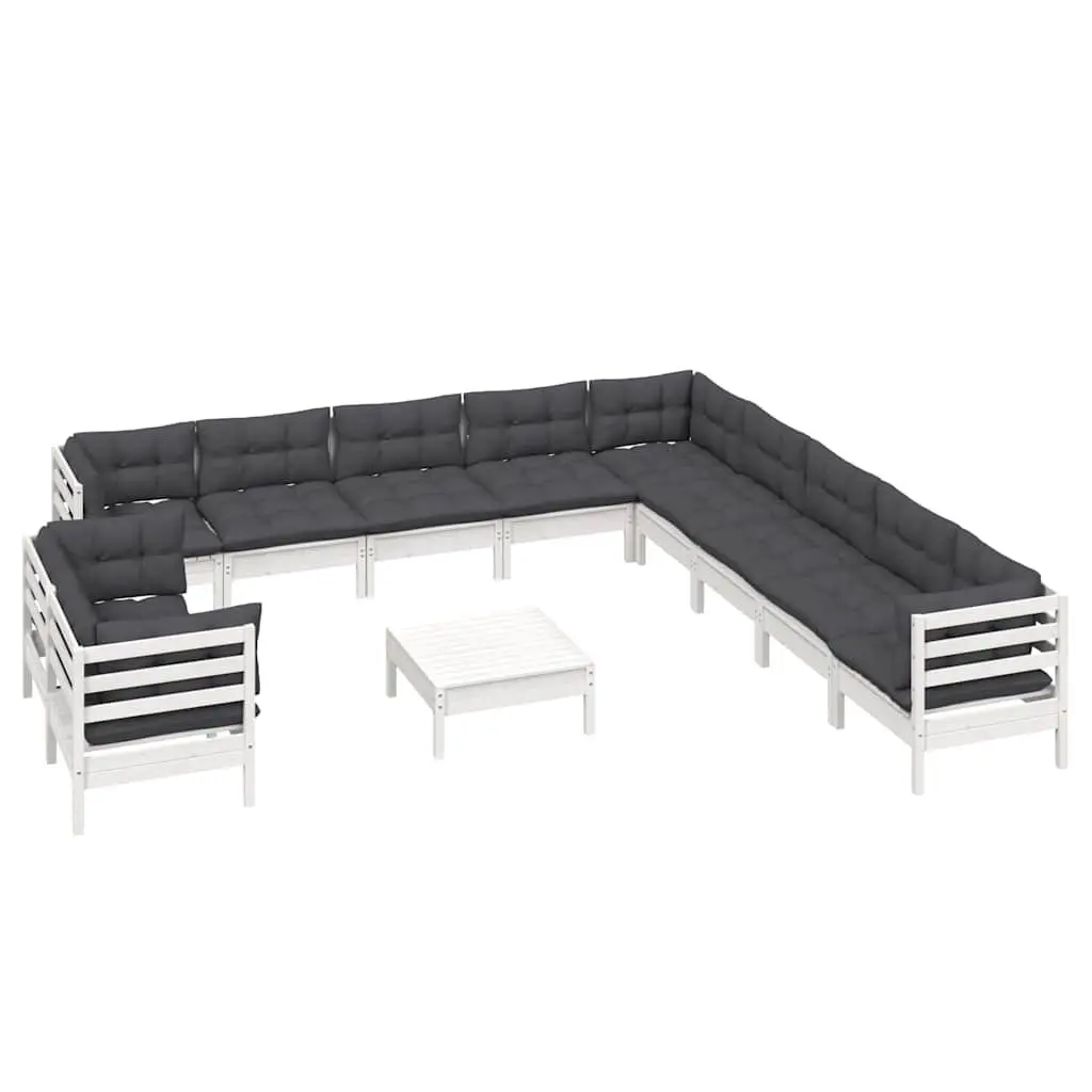 Modular Outdoor Furniture Garden Lounge Set 12 Piece with Cushions White