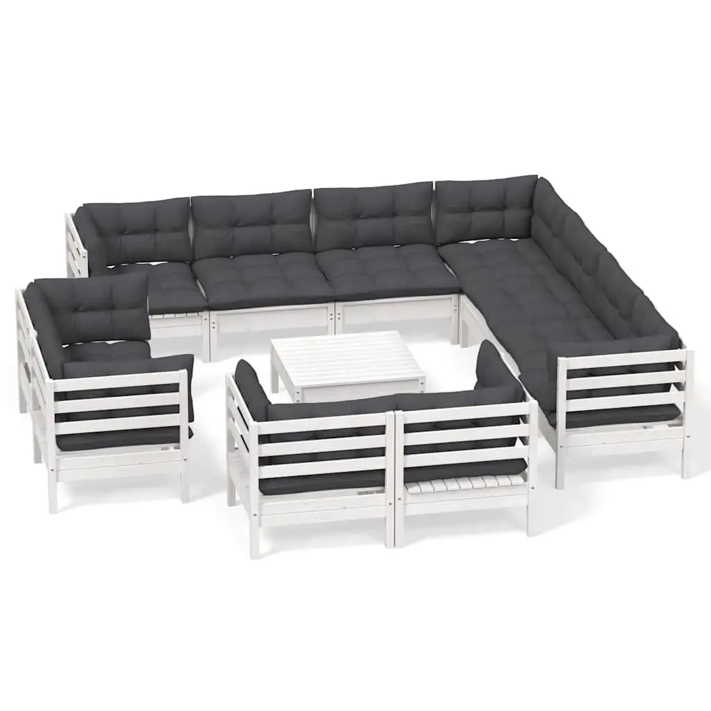 Garden Lounge Set Outdoor Furniture Patio Modular Sofa Sectional 12 Piece White
