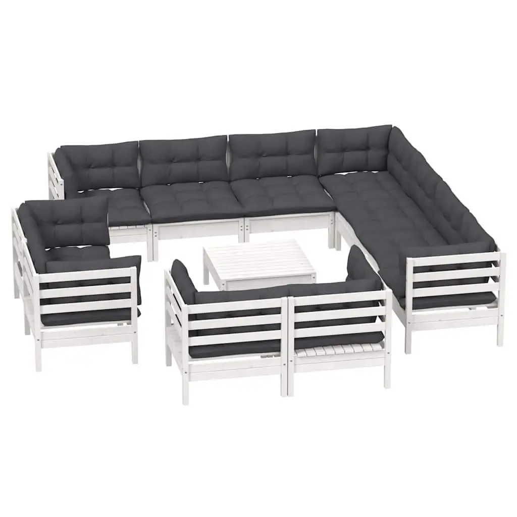 Garden Lounge Set Outdoor Furniture Patio Modular Sofa Sectional 12 Piece White