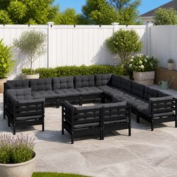 Garden Lounge Set: 13 Pieces of Solid Pinewood Comfort