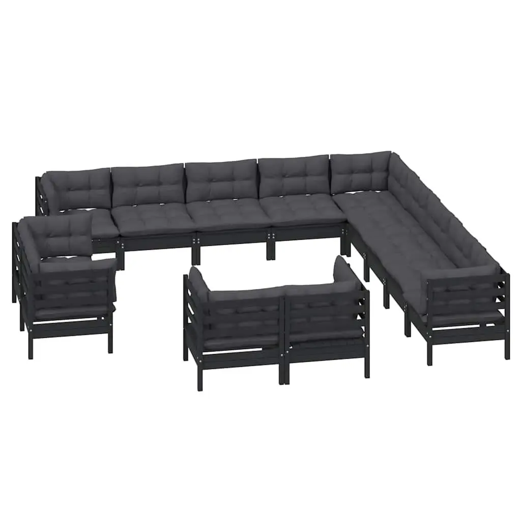 Garden Lounge Set Outdoor Patio Furniture 13 Piece Black