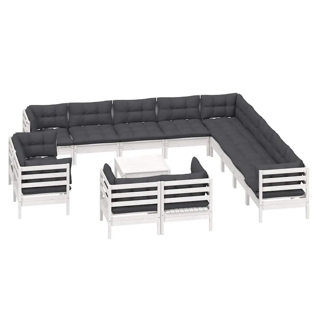 Garden Lounge Set Outdoor Patio Furniture 14 Piece White Modular