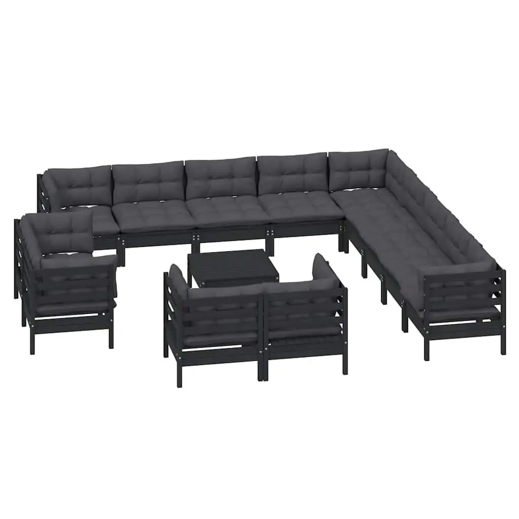 14 Piece Black Garden Lounge Set