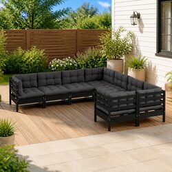 Specifications of Black 8-Piece Modular Lounge Set