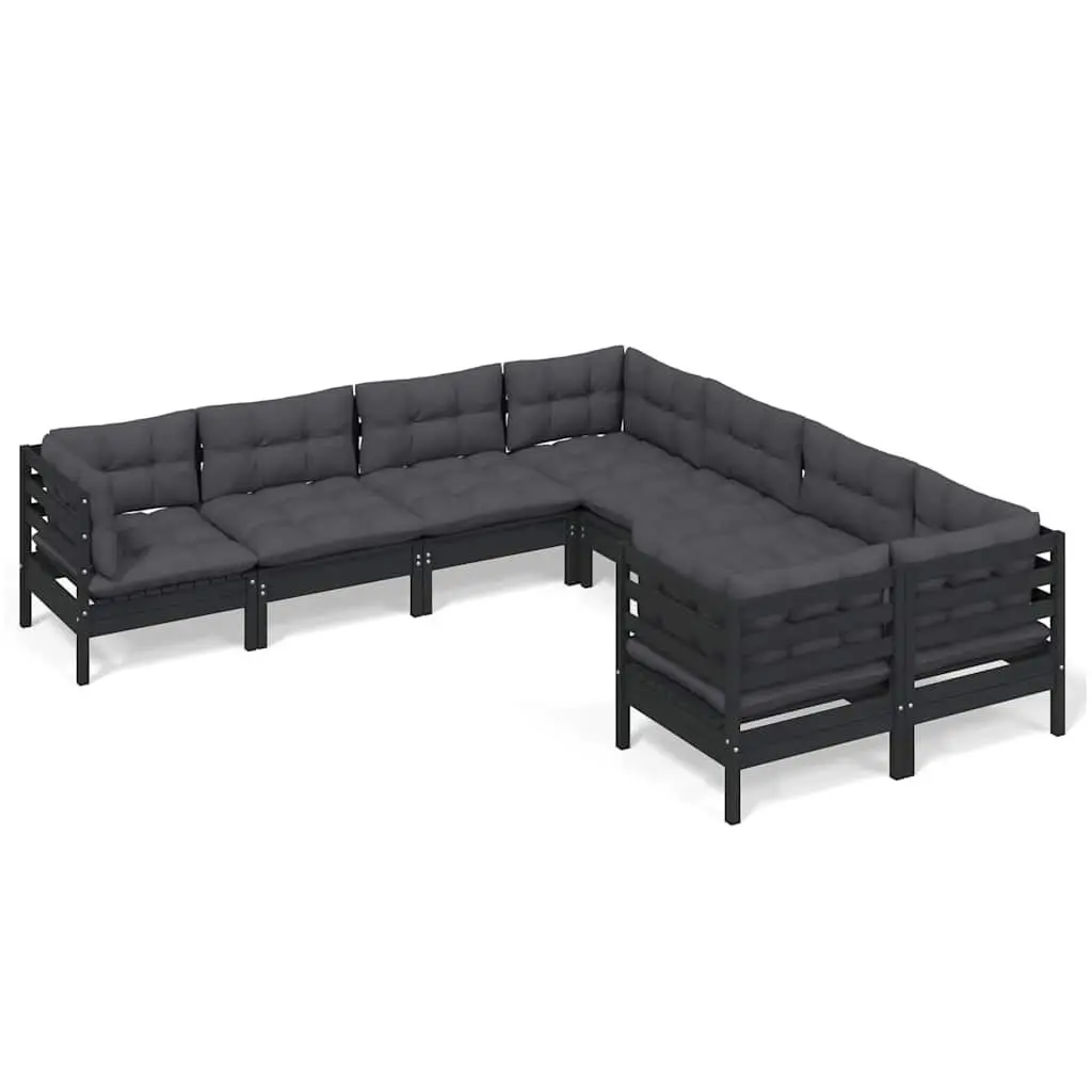 Garden Lounge Set 8 Piece Outdoor Patio Furniture Black
