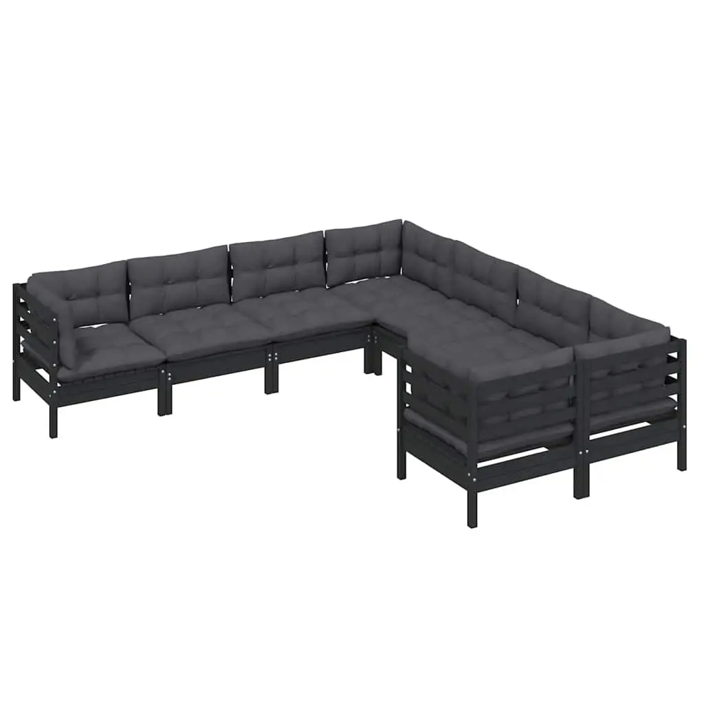 Garden Lounge Set 8 Piece Outdoor Patio Furniture Black