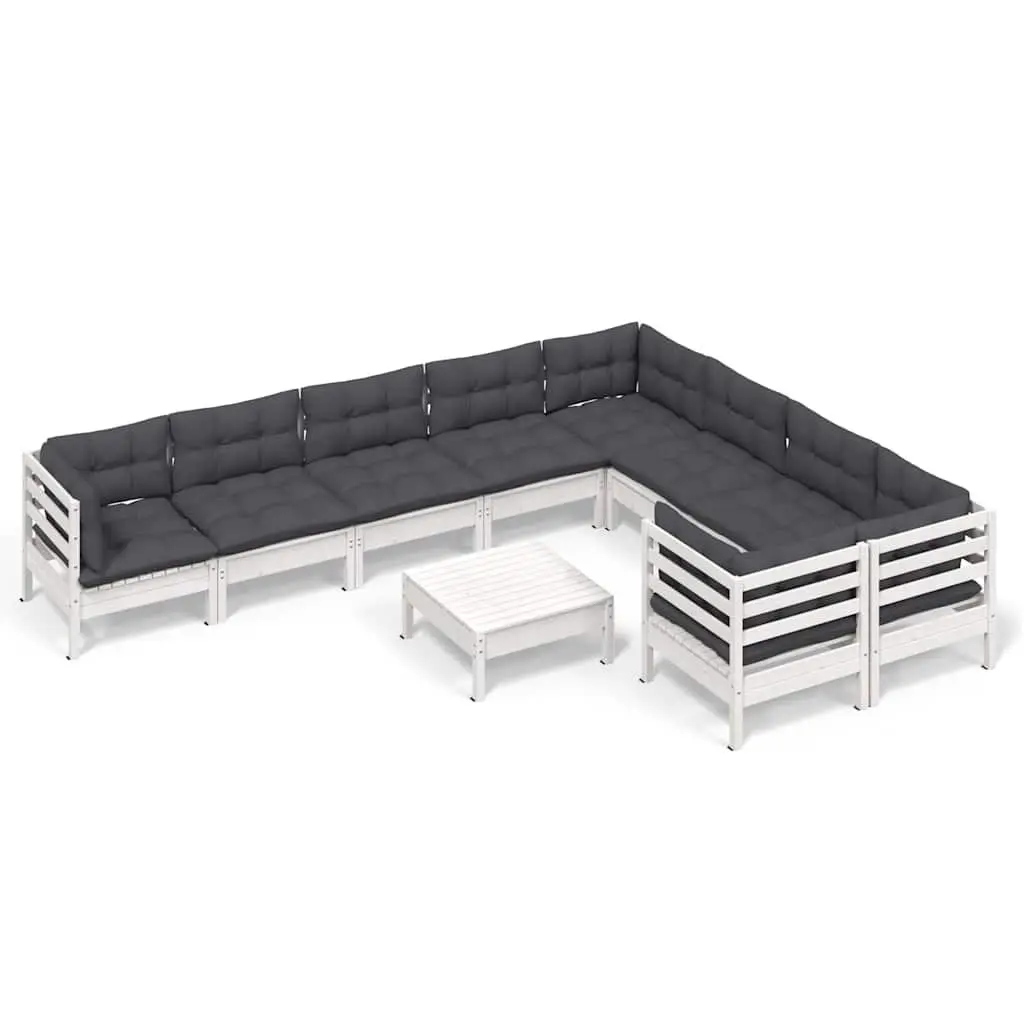 10-Piece White Outdoor Lounge Set