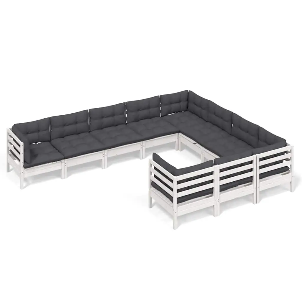 10 Piece White Pinewood Lounge Set