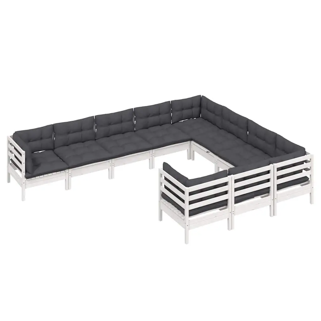 10 Piece White Pinewood Lounge Set