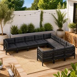 10-Piece Modular Black Outdoor Lounge Set Specifications