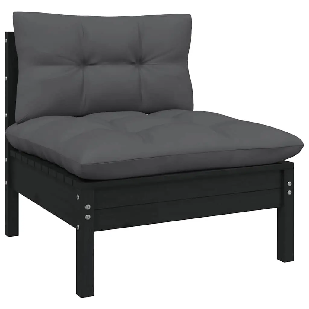 Garden Lounge Set Outdoor Patio Furniture 10 Piece Black with Cushions Modular
