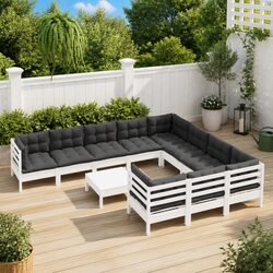 11-Piece White Pinewood Garden Lounge Set Specifications