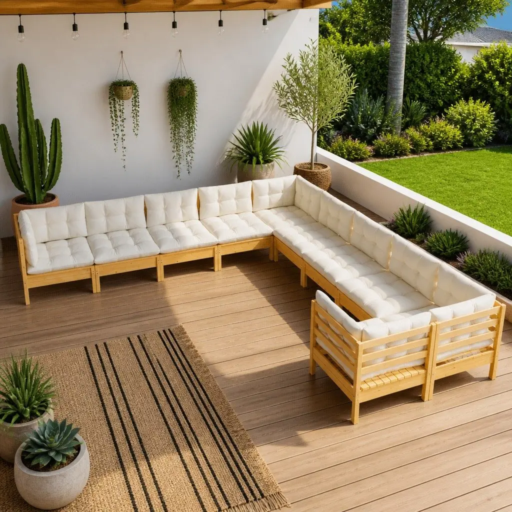Garden Lounge Set Outdoor Patio Furniture 10 Piece Modular Sofa with Cushions