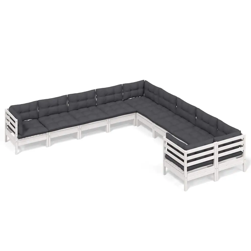 Garden Lounge Set 10 Piece Outdoor Furniture Pinewood with Cushions Patio