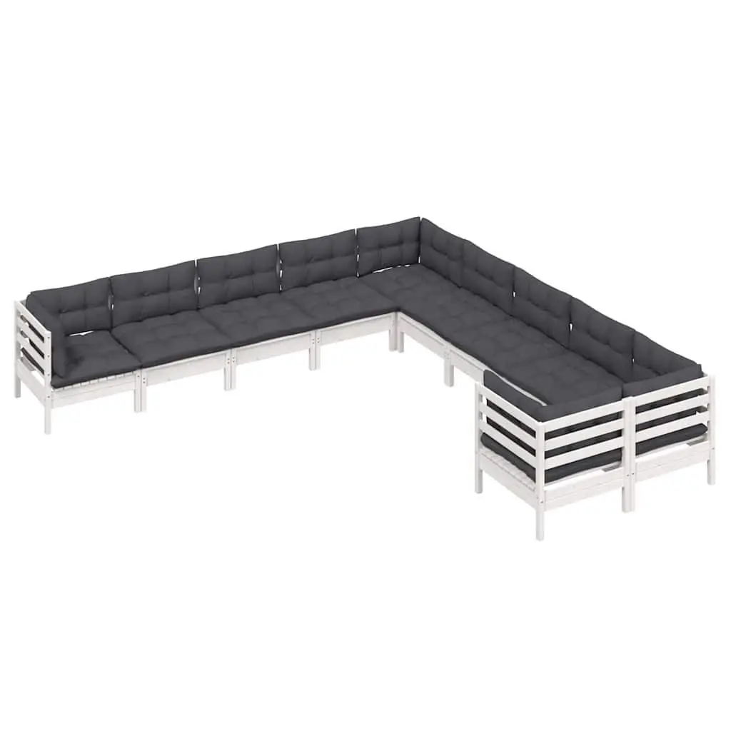 Garden Lounge Set 10 Piece Outdoor Furniture Pinewood with Cushions Patio