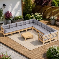 11-Piece Wooden Lounge Set: Dimensions & Material Details