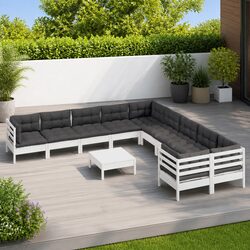 Specifications for 11 Piece Wooden Lounge Set: White, Pinewood