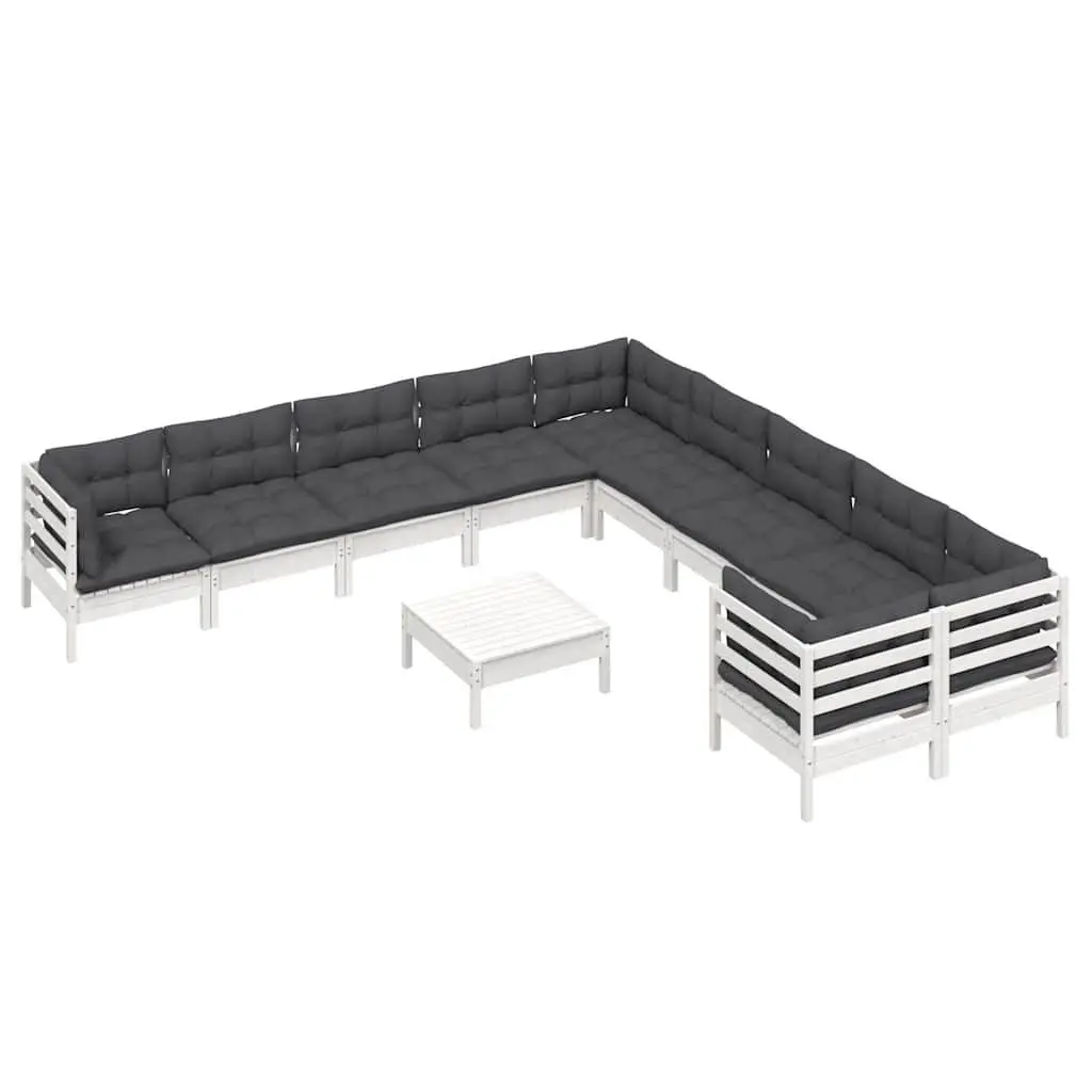 Wooden Garden Lounge Set Outdoor Patio Furniture 11 Piece White