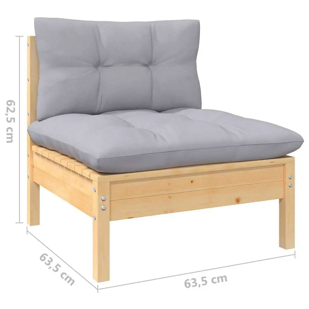 Pinewood Outdoor Lounge Set 10 Piece Garden Furniture with Grey Cushions for Relaxing and Entertaining