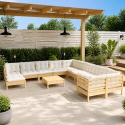 12 Piece Garden Lounge Set: Dimensions and Materials