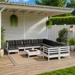 Specifications for 12-Piece Pinewood Outdoor Lounge Set